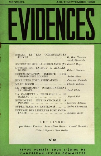 Evidences. N° 12 (Août/Septembre 1950)